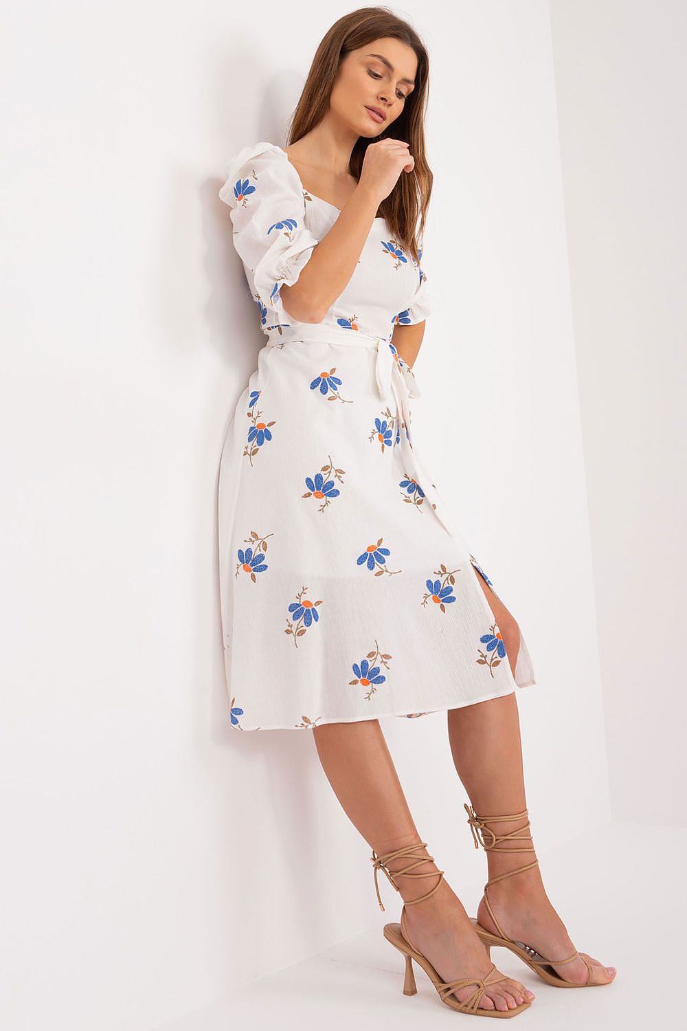 Flared Ruffle Sleeve Midi Dress