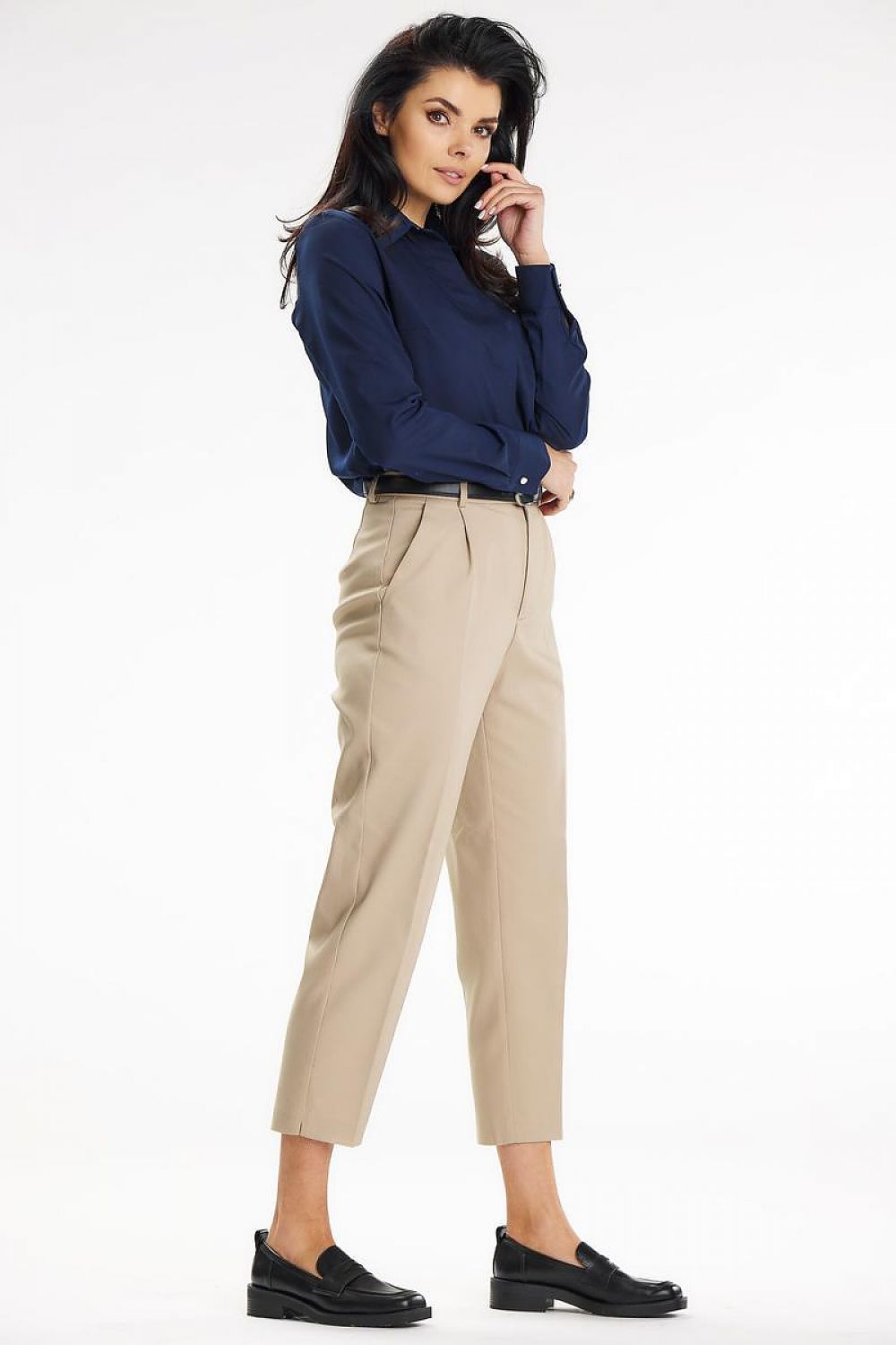 Tailored Long Sleeve Shirt with Decorative Pocket and Gold Button - Michelle & Kenza Co.