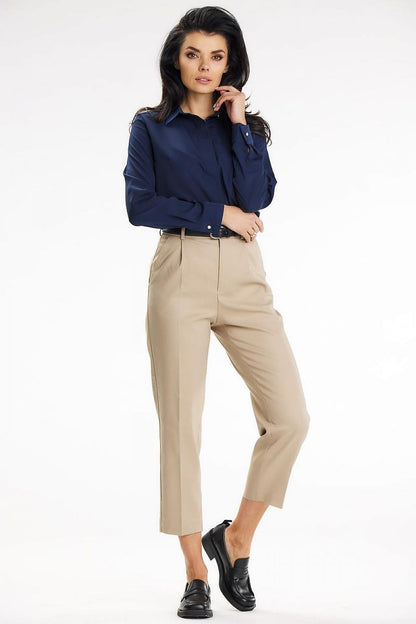 Tailored Long Sleeve Shirt with Decorative Pocket and Gold Button - Michelle & Kenza Co.