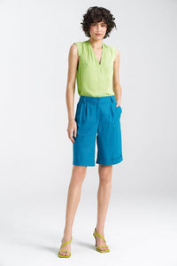 Elegant Cuffed Linen Blend Shorts