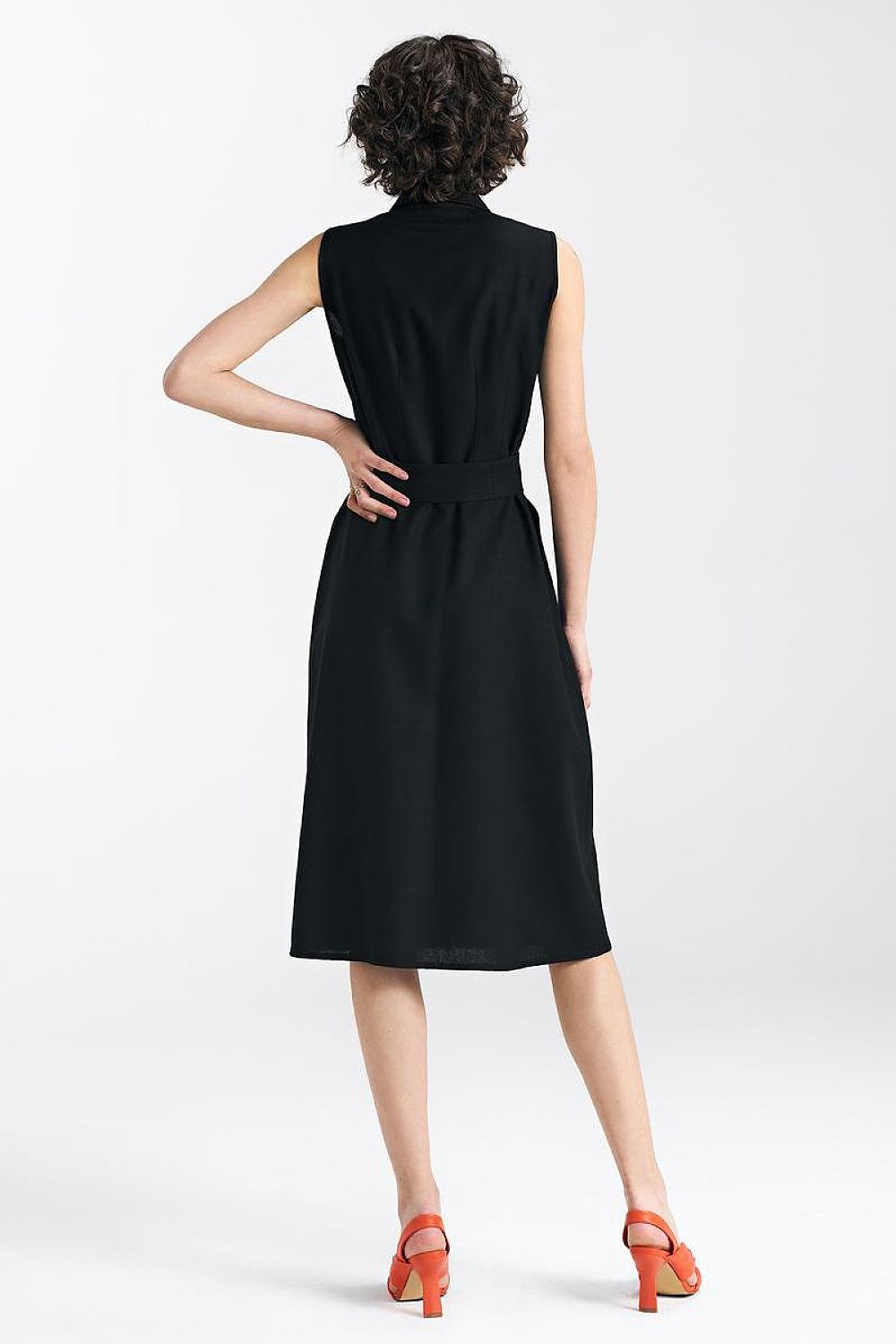 Sleeveless Belted Midi Dress