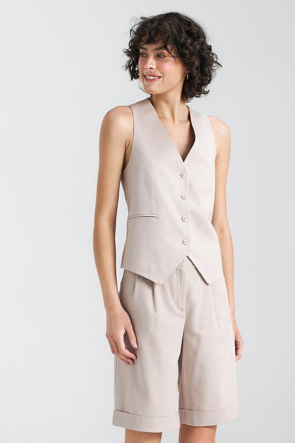 Stylish Linen Blend Vest