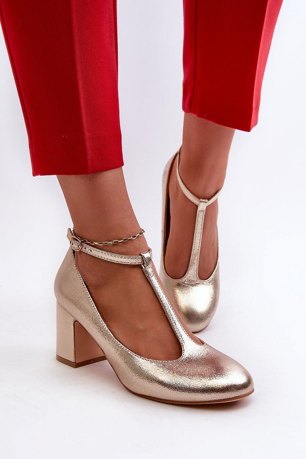 Eco Leather Block Heel Pumps