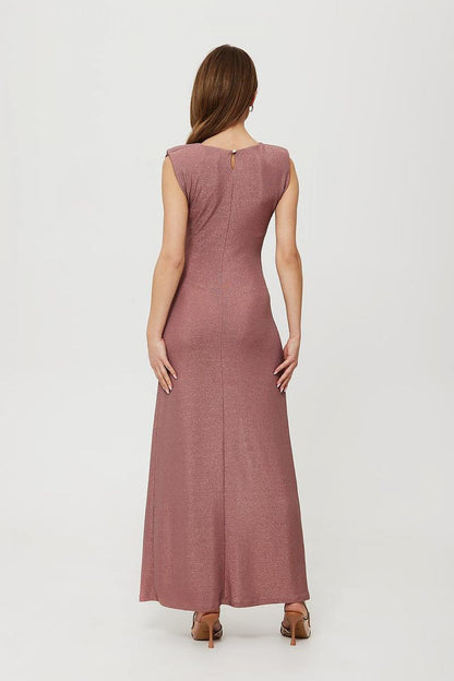 Metallic Thread Dress with High Slit - Michelle & Kenza Co.