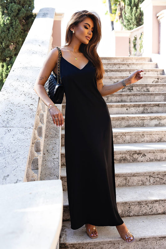 Satin Daydress with Daring Side Slit - Michelle & Kenza Co.