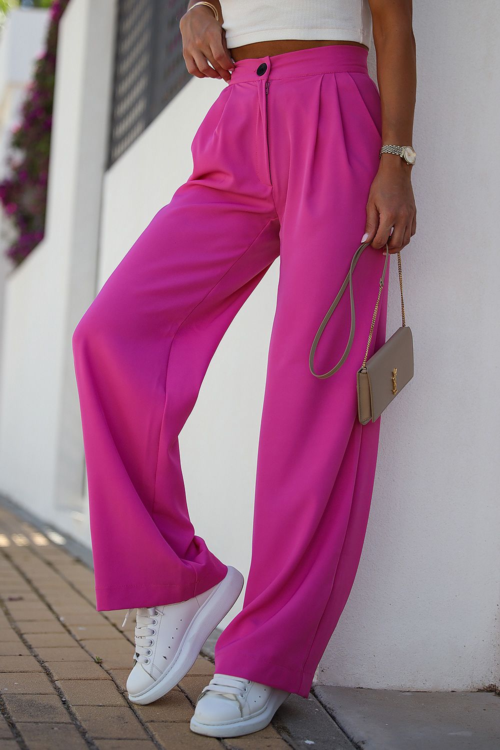 Elegant Trousers with High Waist and Side Pockets - Michelle & Kenza Co.