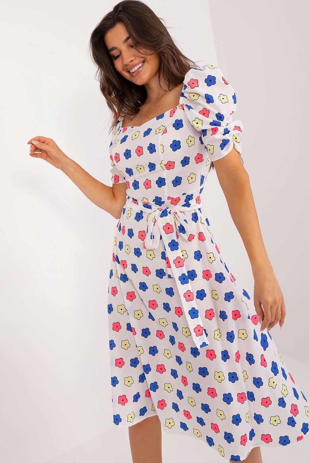 Flared Heart Print Summer Dress