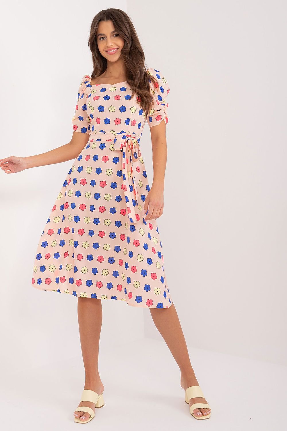 Flared Heart Print Summer Dress