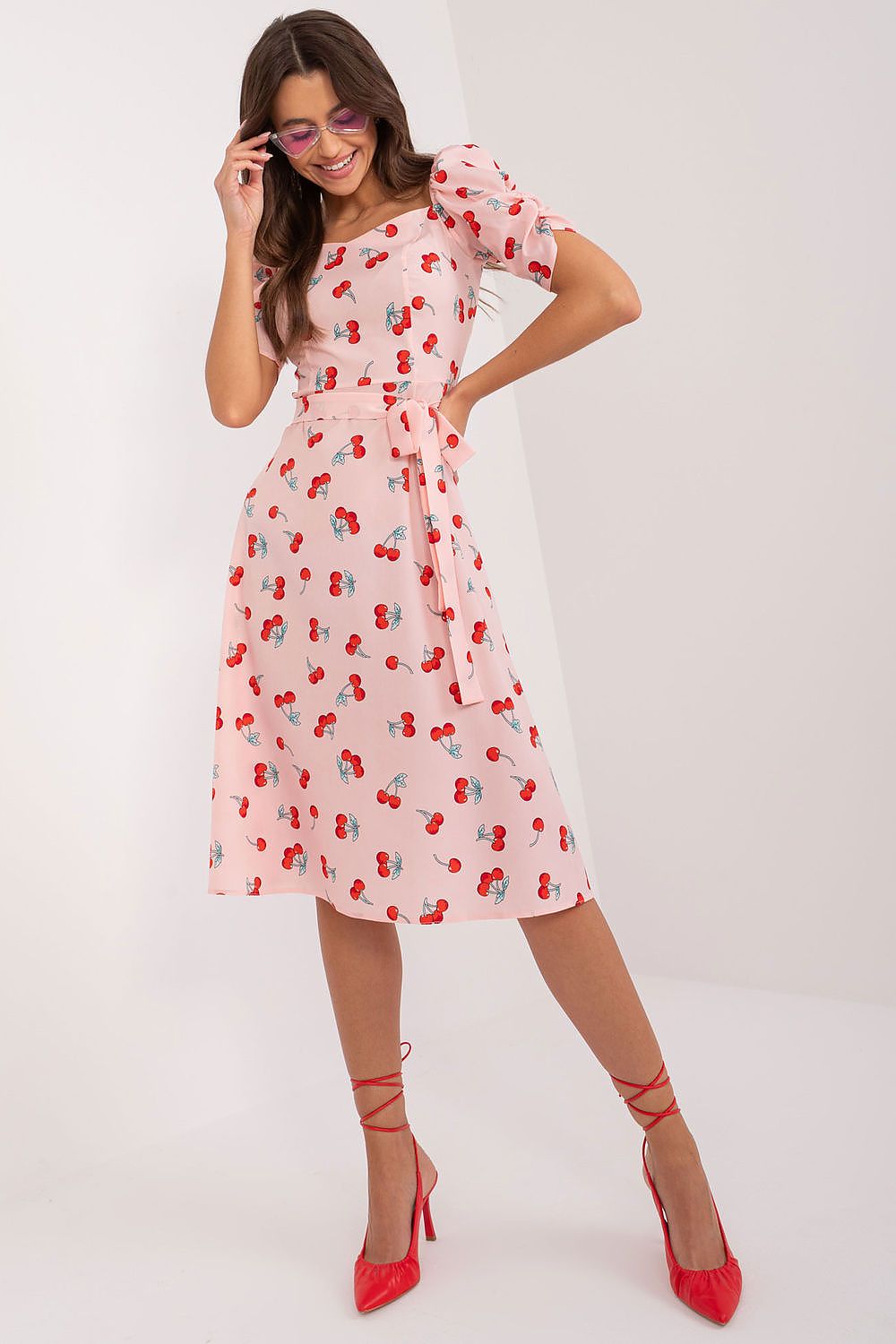 Flared Heart Print Summer Dress