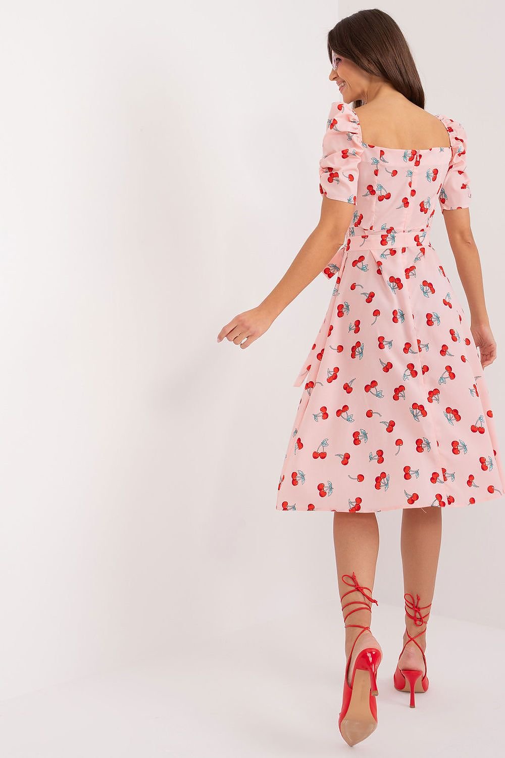 Flared Heart Print Summer Dress