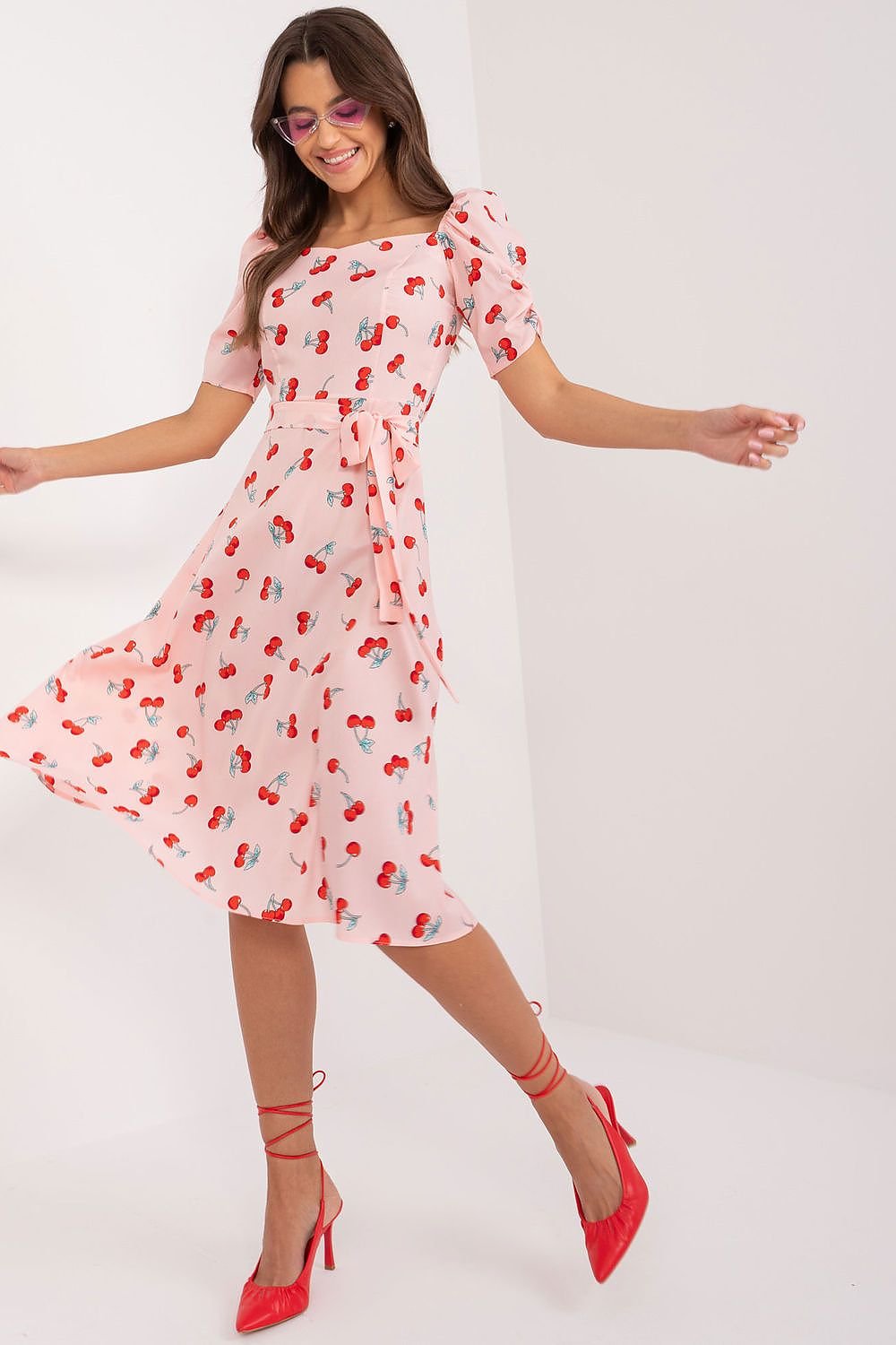 Flared Heart Print Summer Dress