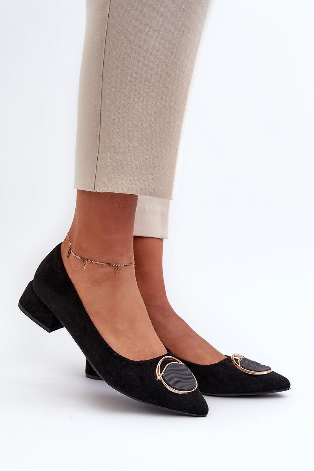 Elegant Eco-Suede Low-Heel Pumps