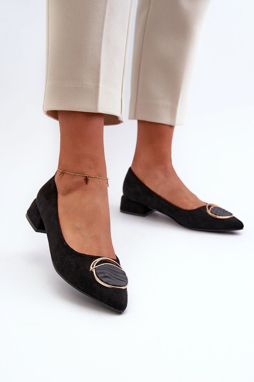 Elegant Eco-Suede Low-Heel Pumps