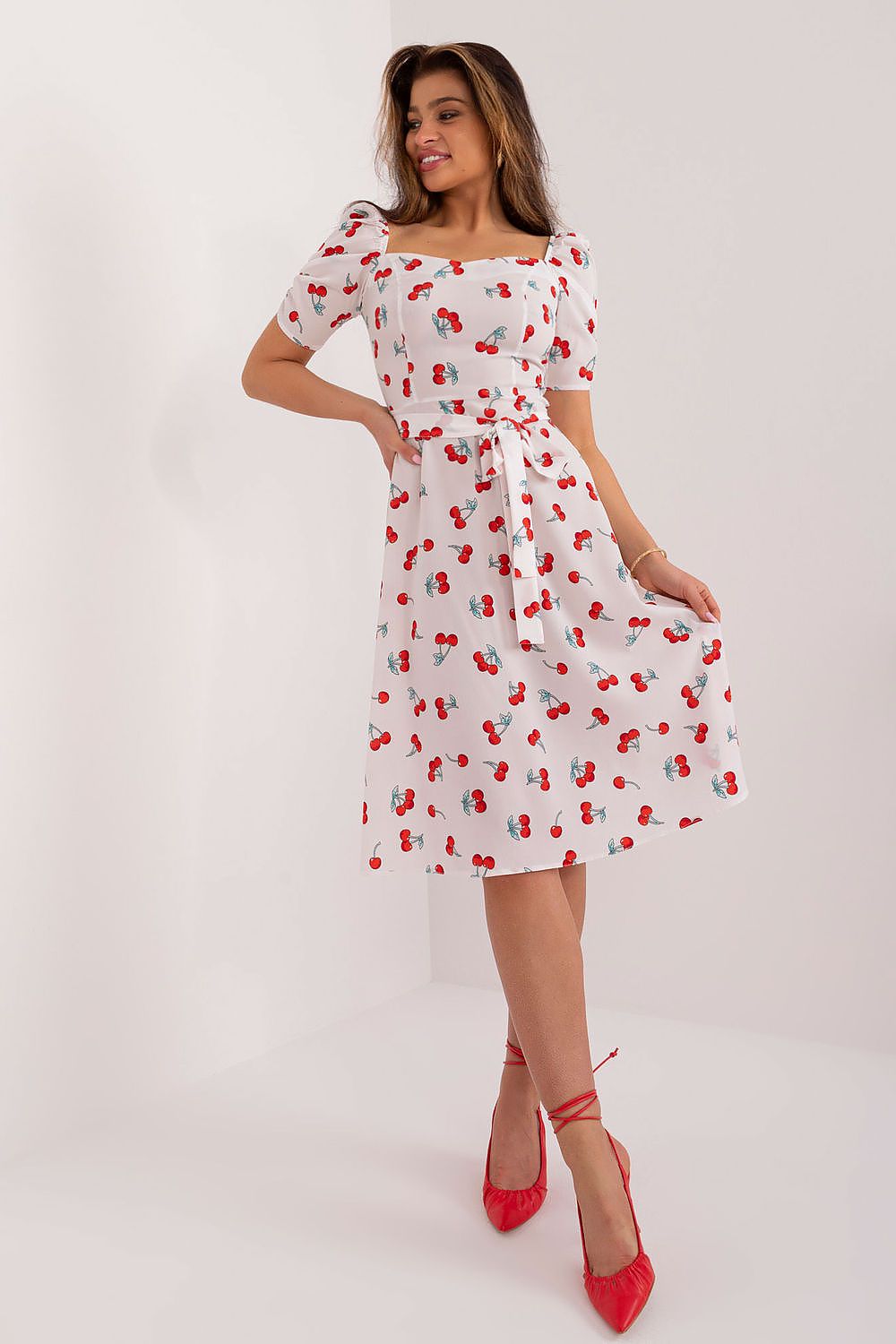 Flared Heart Print Summer Dress