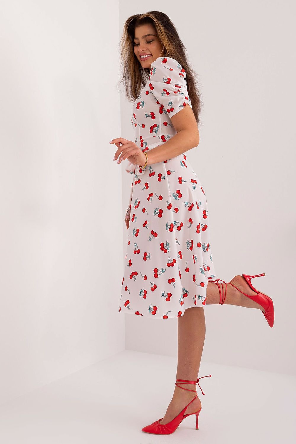 Flared Heart Print Summer Dress