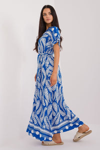 Flared Leaf Print Maxi Dress