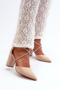 Zircon-Embellished Eco-Suede Pumps