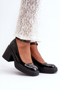 Stylish Square-Toe Block Heel Pumps