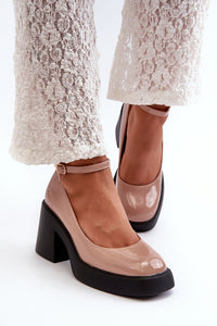 Stylish Square-Toe Block Heel Pumps