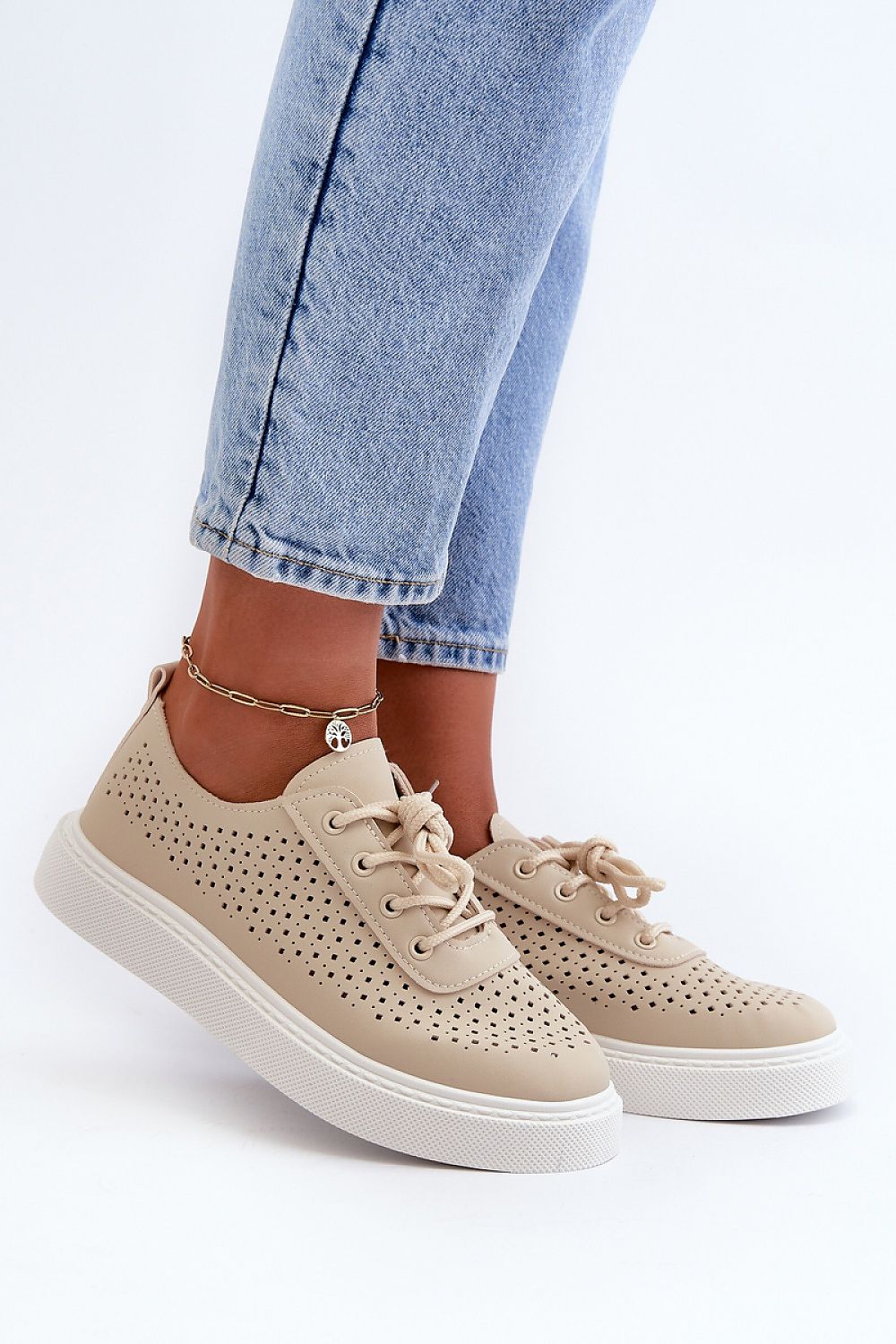 Eco Leather Openwork Platform Sneakers