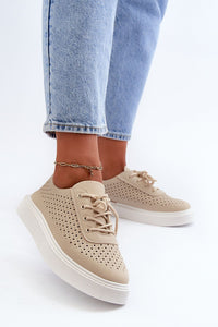 Eco Leather Openwork Platform Sneakers