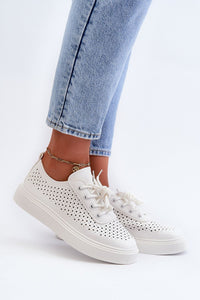 Eco Leather Openwork Platform Sneakers