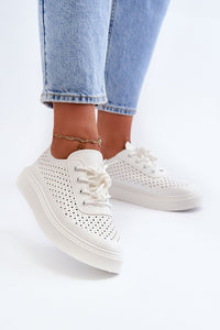 Eco Leather Openwork Platform Sneakers