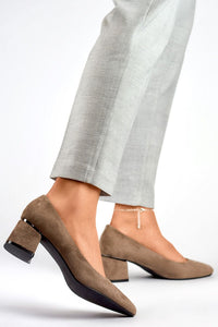 Elegant Eco Leather Block Heel Pumps