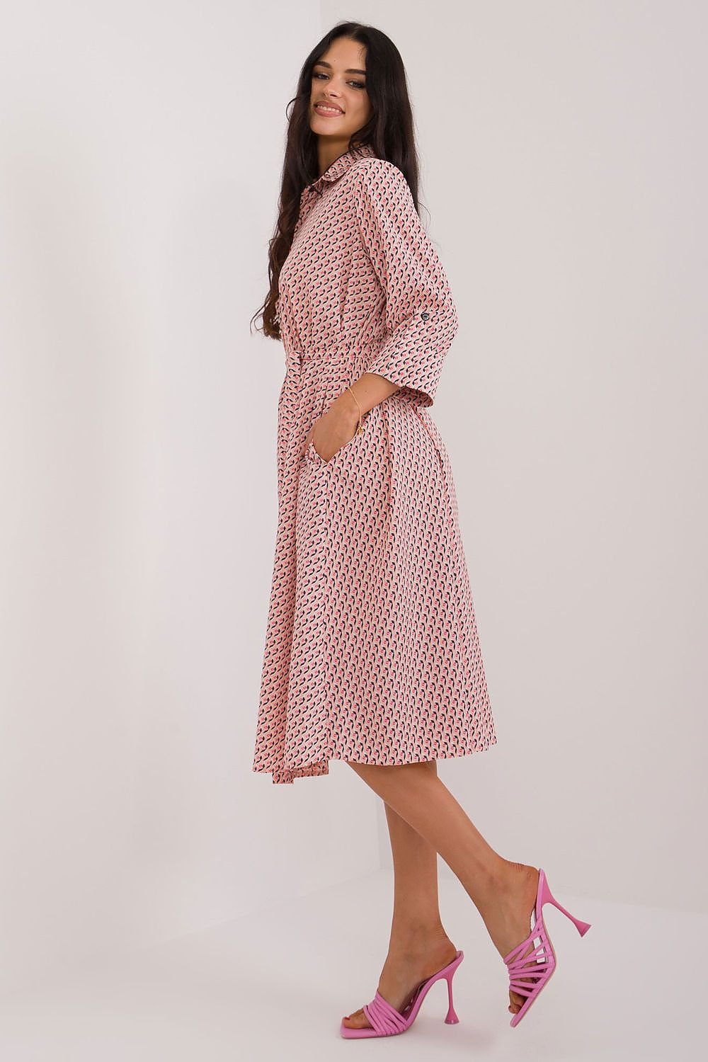 Flared Midi Shirt Dress