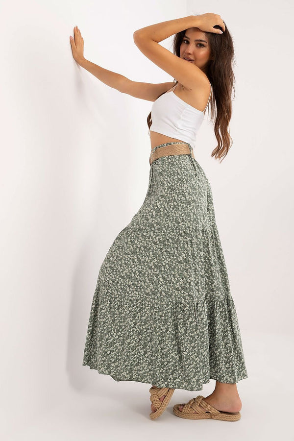 Floral Ruffle Maxi Skirt