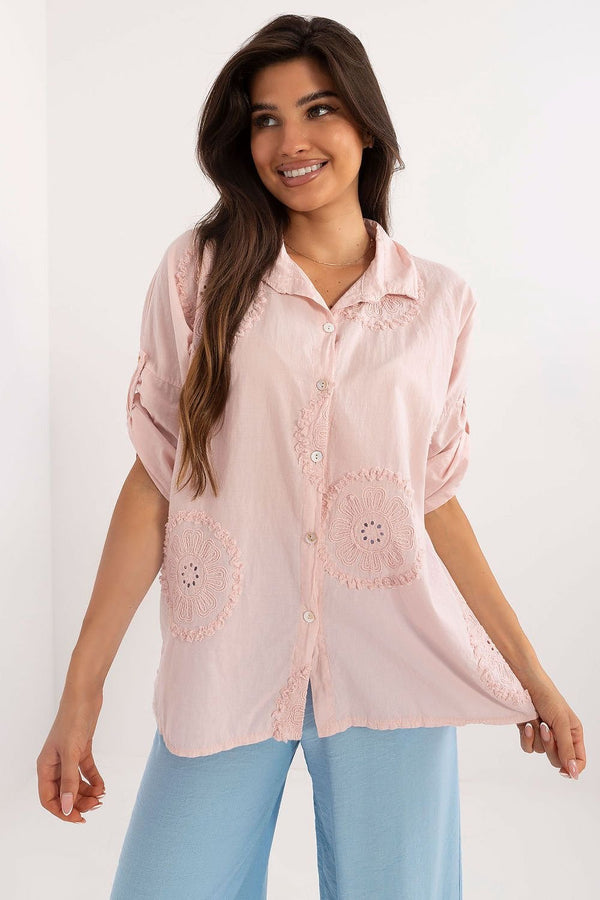 Casual Openwork Embroidered Shirt