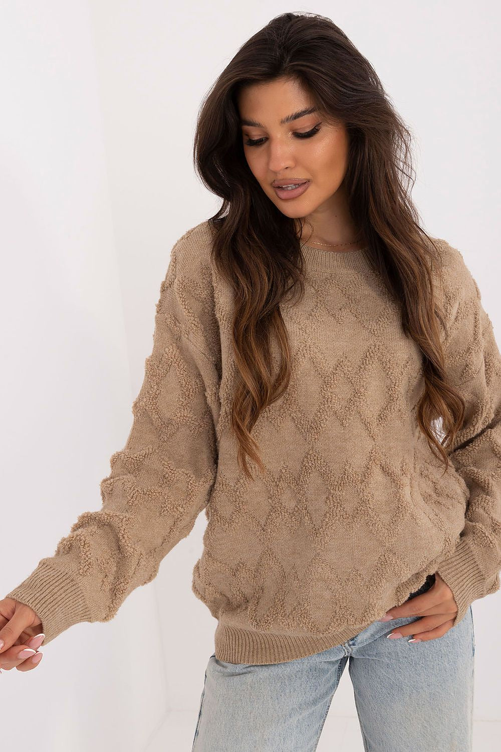 Textured Viscose Jumper with Classic Round Neck - Michelle & Kenza Co.