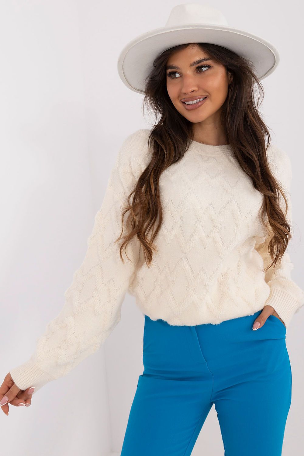 Textured Viscose Jumper with Classic Round Neck - Michelle & Kenza Co.