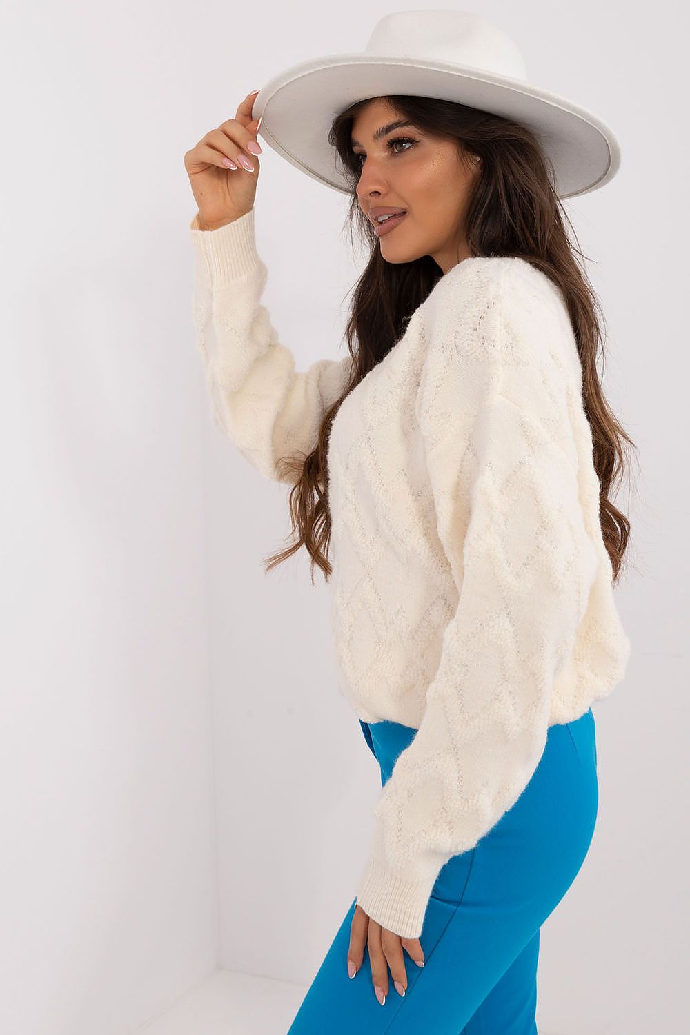 Textured Viscose Jumper with Classic Round Neck - Michelle & Kenza Co.