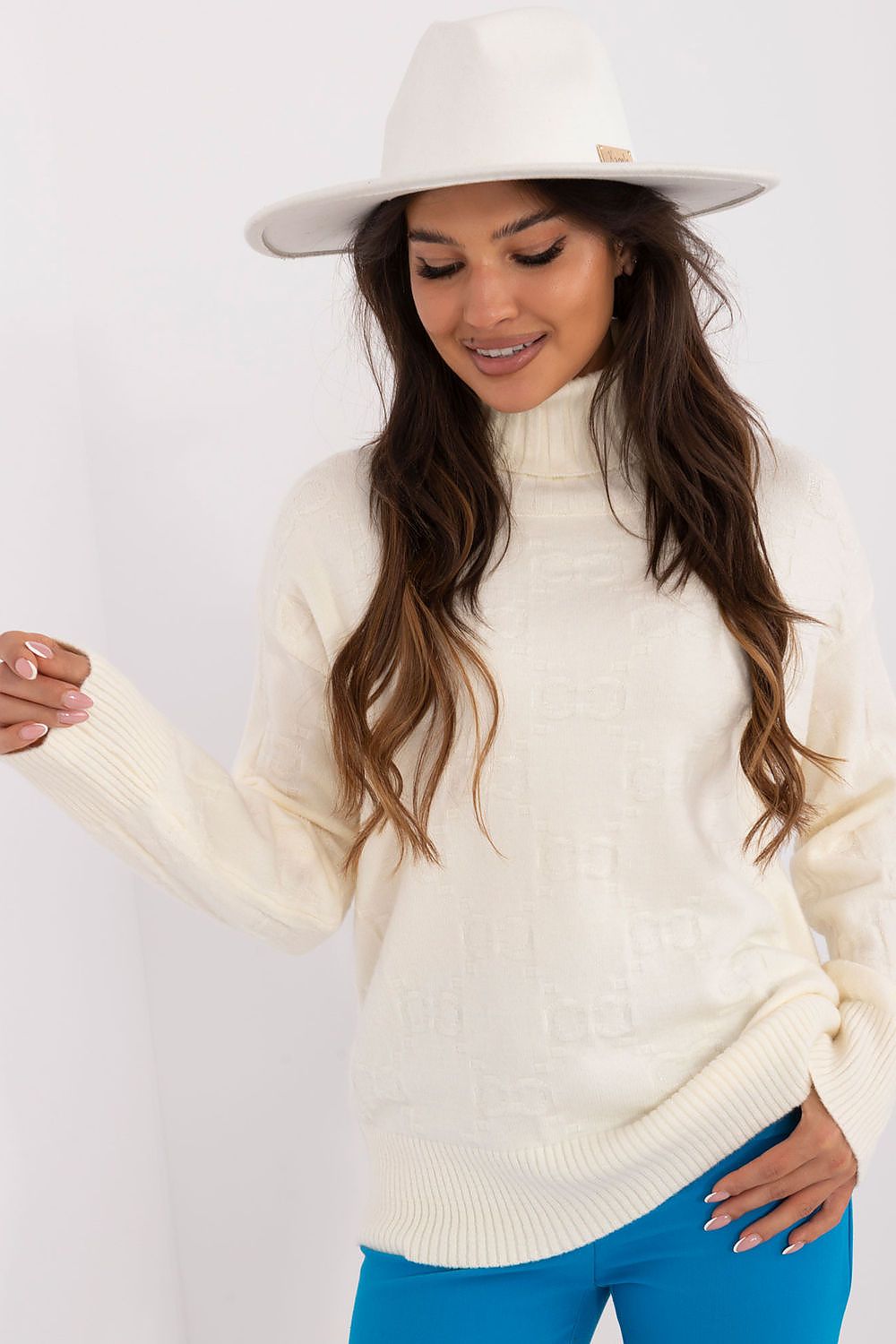 Acrylic Knit Turtleneck Sweater with Unique Texture - Michelle & Kenza Co.