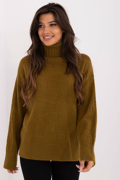 Acrylic Knit Turtleneck Sweater with Unique Texture - Michelle & Kenza Co.