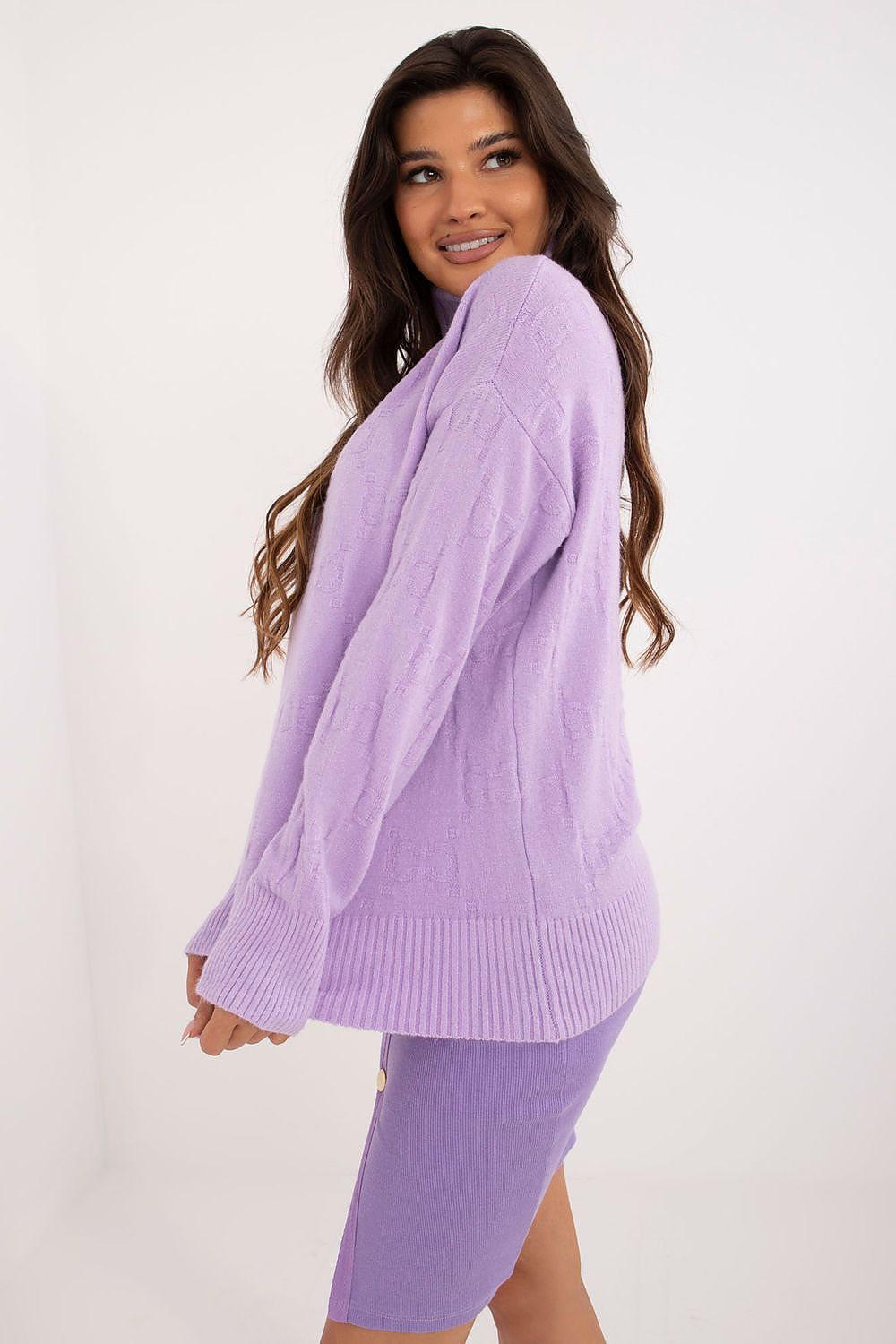 Acrylic Knit Turtleneck Sweater with Unique Texture - Michelle & Kenza Co.