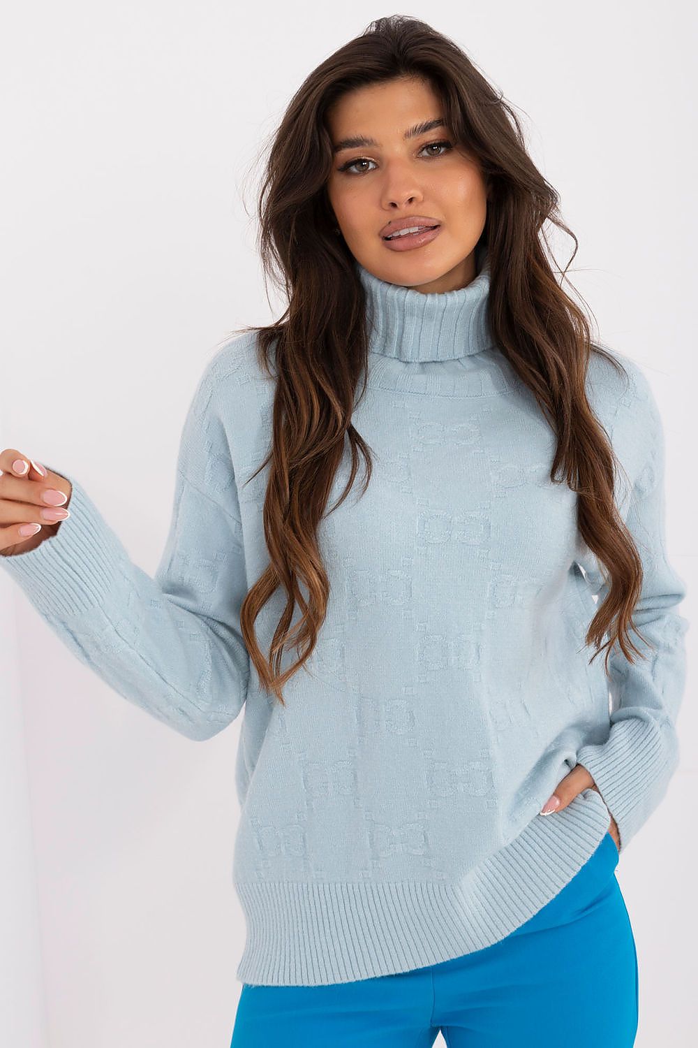 Acrylic Knit Turtleneck Sweater with Unique Texture - Michelle & Kenza Co.