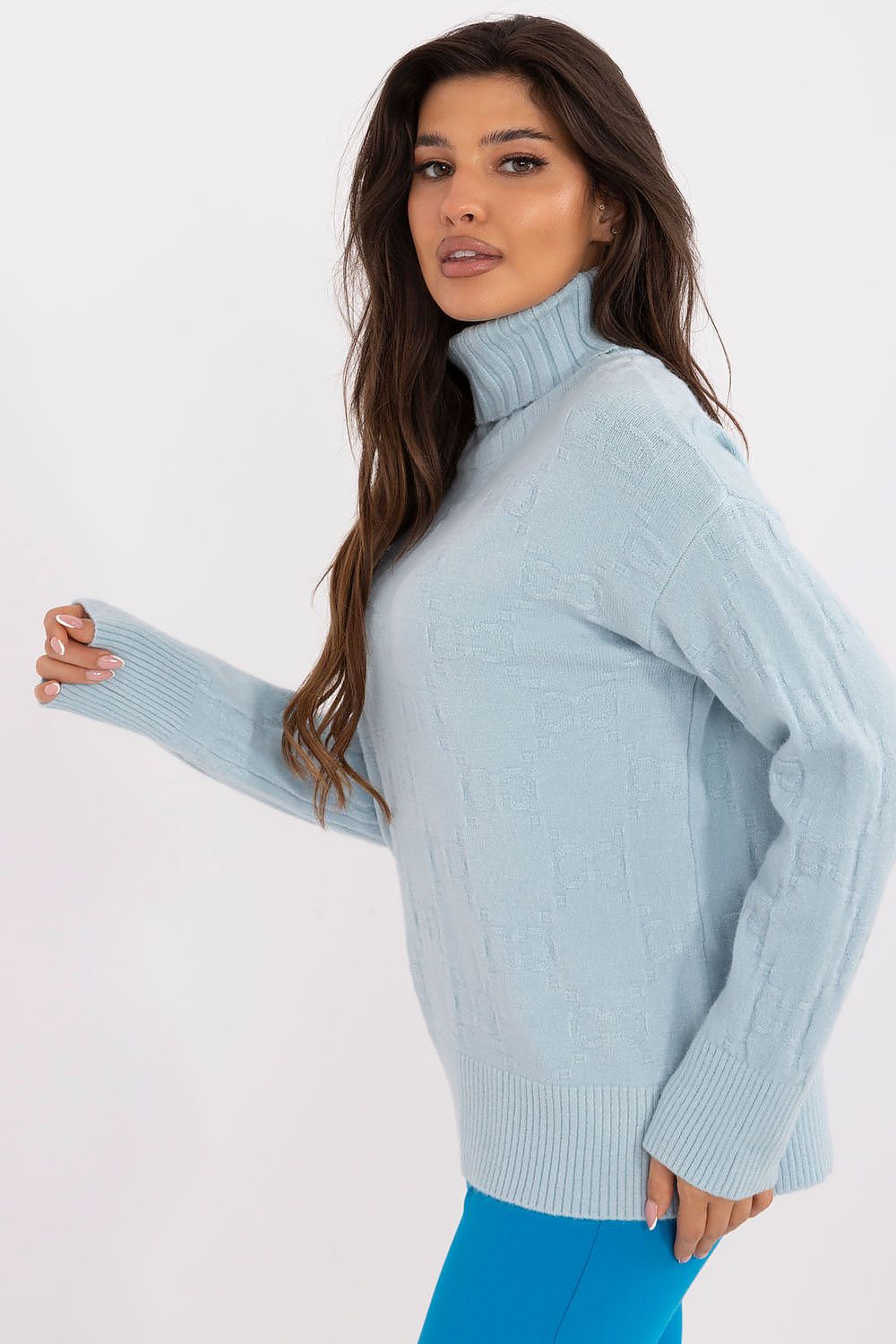 Textured Knit Turtleneck Sweater