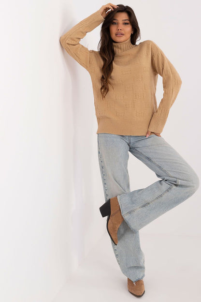 Textured Knit Turtleneck Sweater