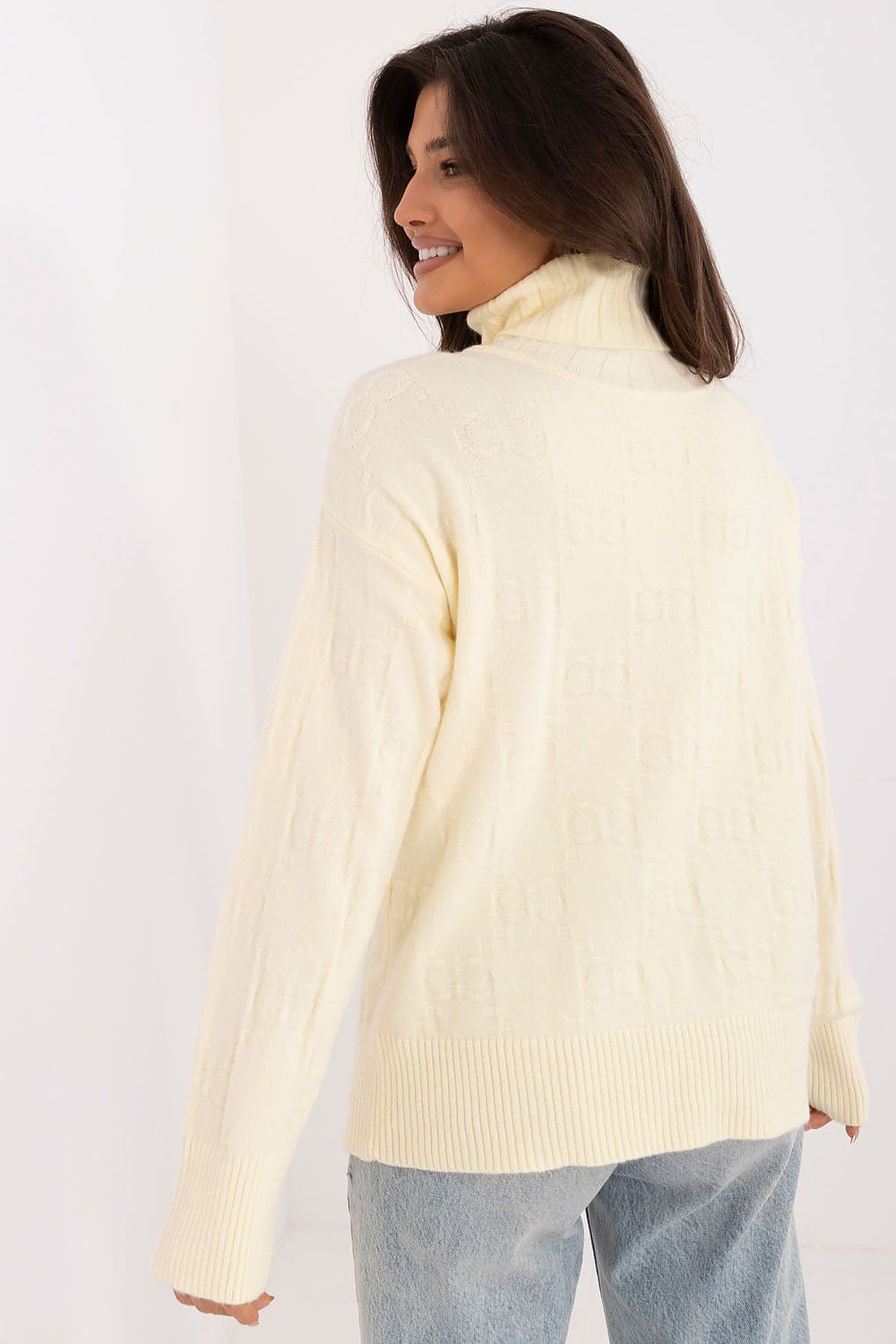 Textured Knit Turtleneck Sweater