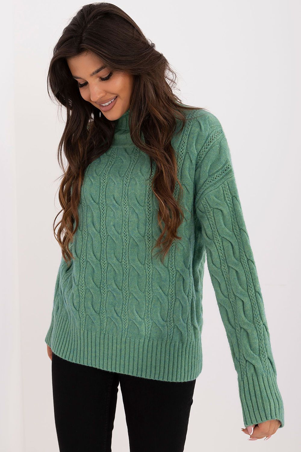 Acrylic Turtleneck Sweater with Long Sleeves - Michelle & Kenza Co.