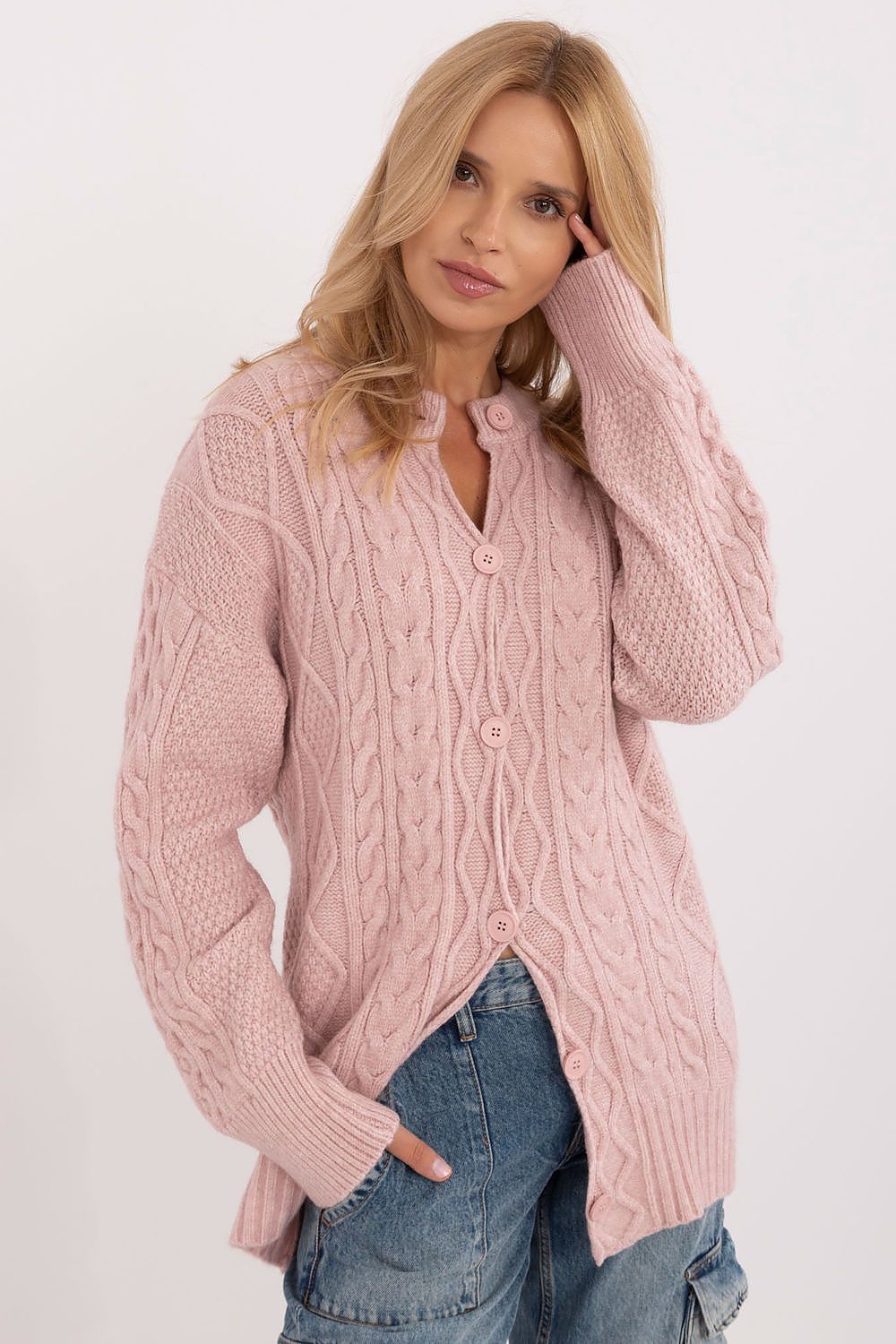 Acrylic Blend Cardigan with Button-Up Detail - Michelle & Kenza Co.