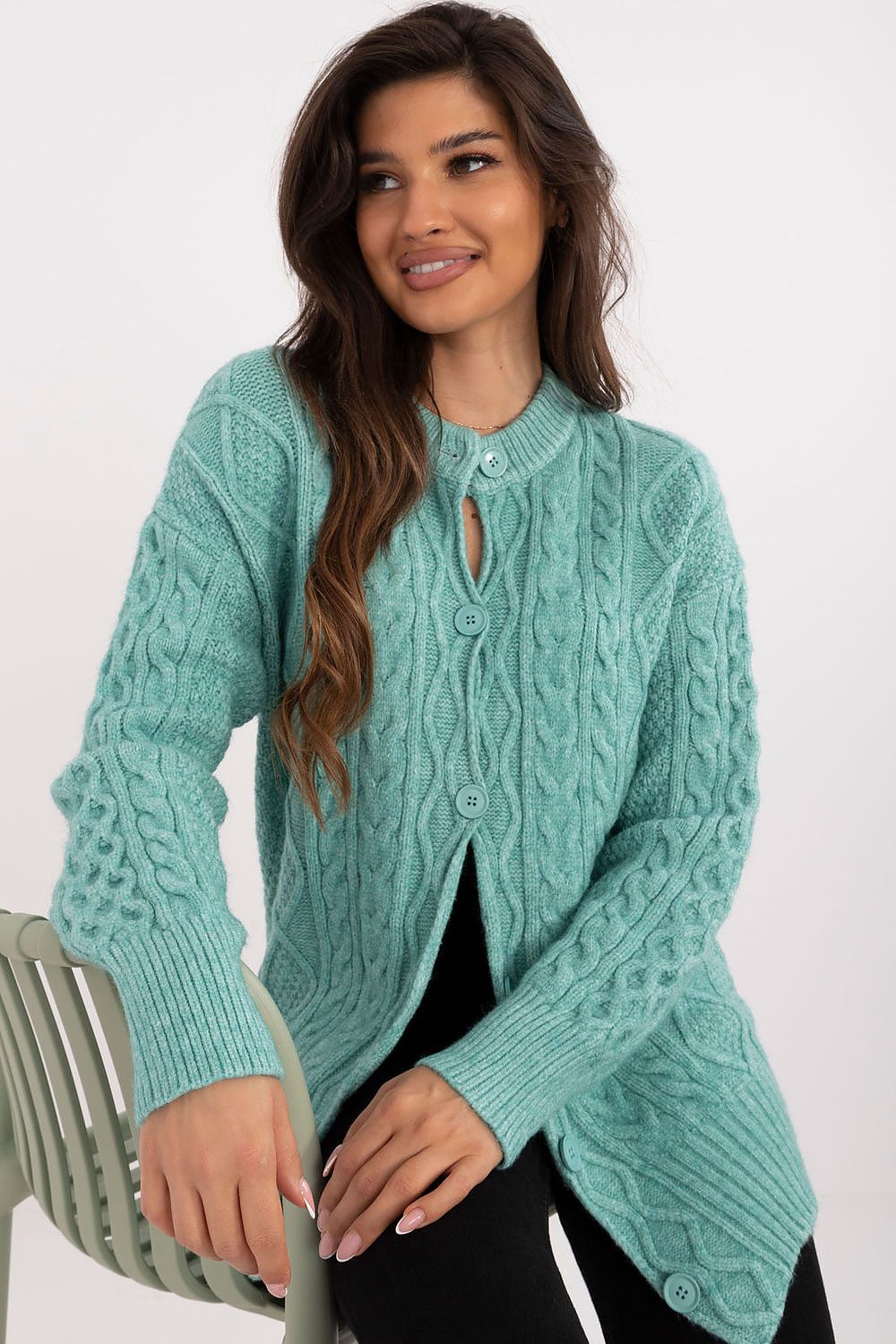 Acrylic Blend Cardigan with Button-Up Detail - Michelle & Kenza Co.