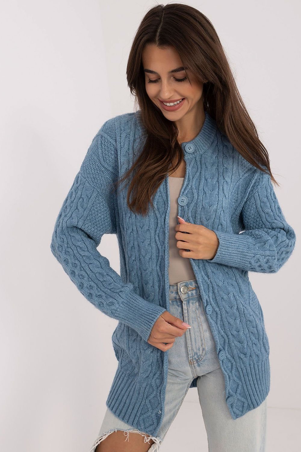 Acrylic Blend Cardigan with Button-Up Detail - Michelle & Kenza Co.