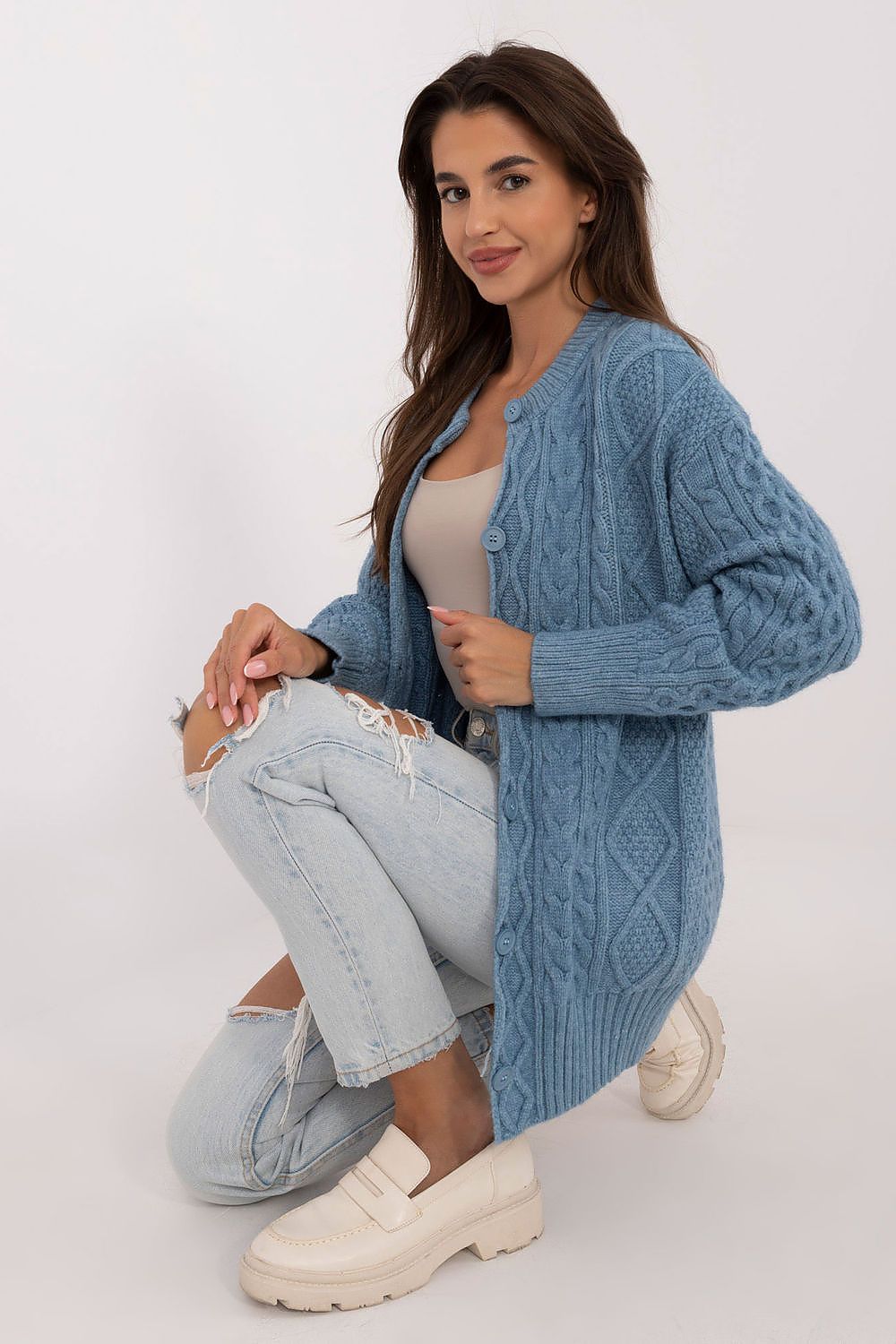 Chic Button-Up Long Women's Cardigan