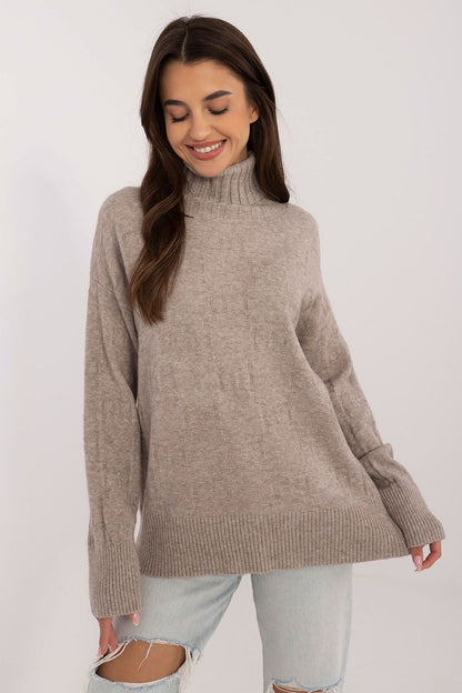 Textured Knit Turtleneck Sweater