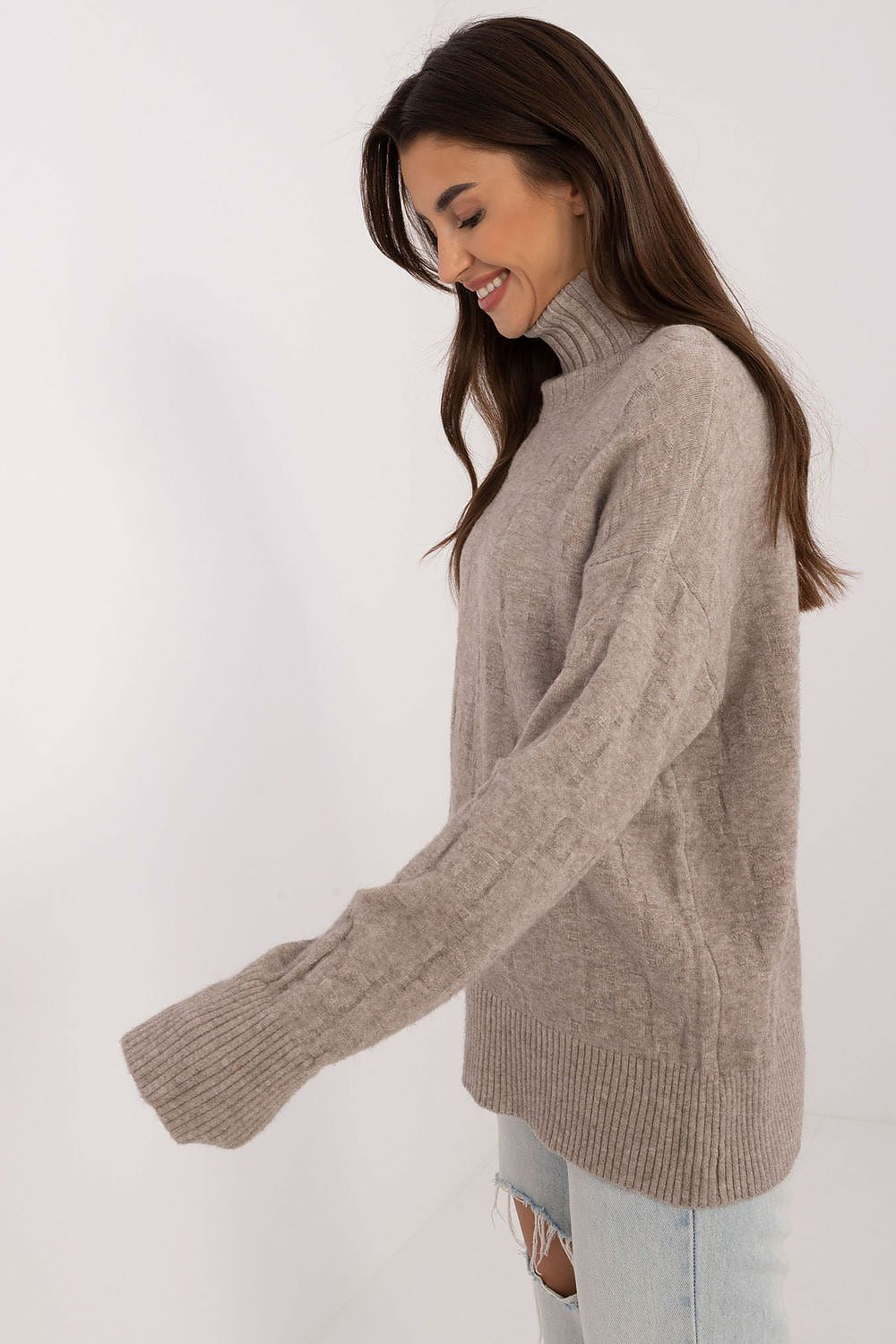 Textured Knit Turtleneck Sweater