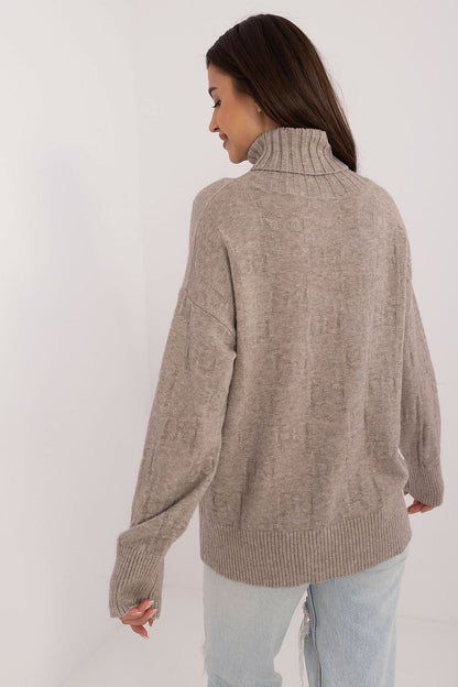 Textured Knit Turtleneck Sweater