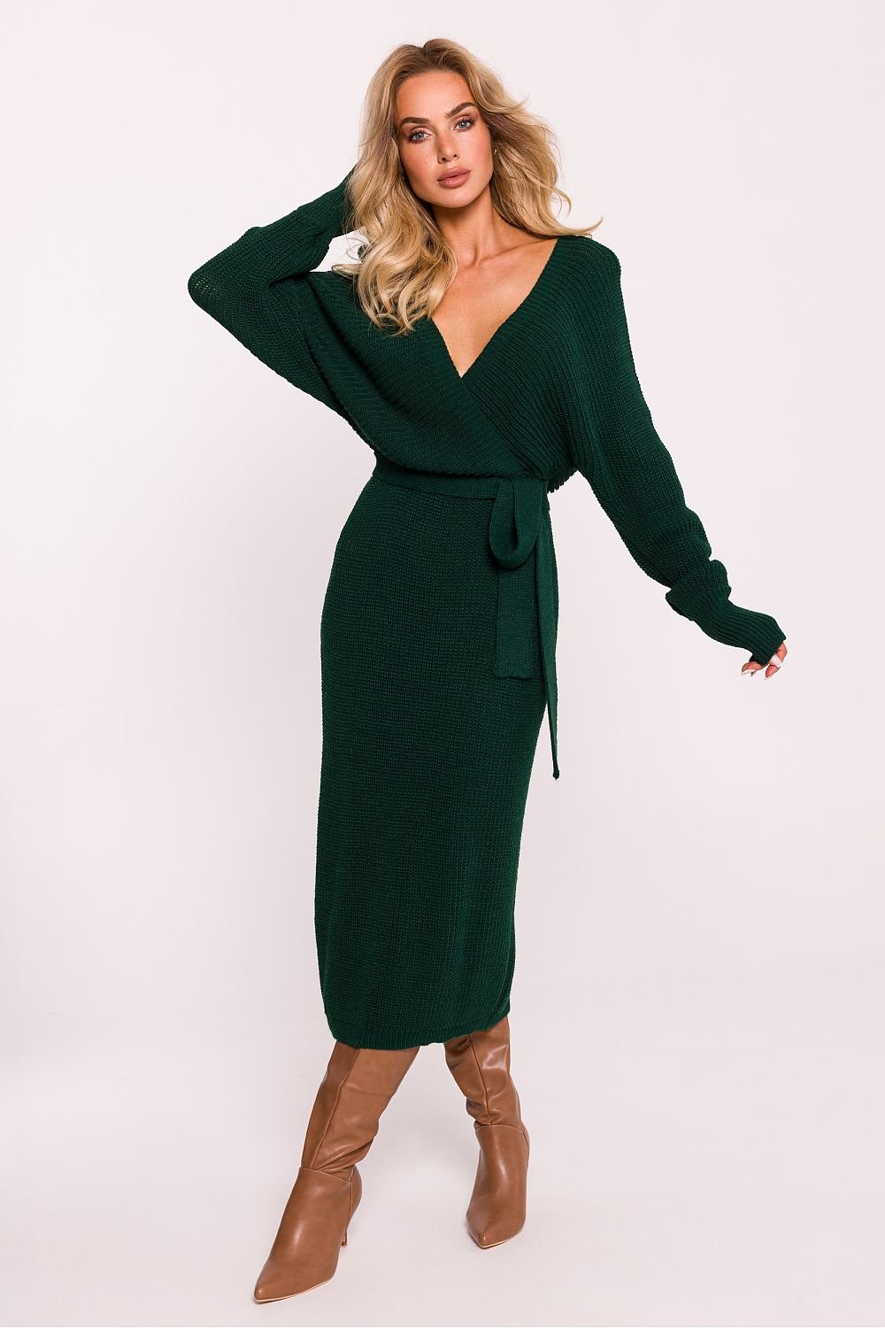 Elegant Wrap Top Sweater Dress